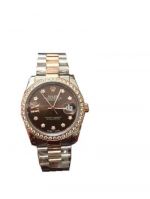 Clone Rolex Datejust Watch 2-Tone Rose Gold Diamond Bezel